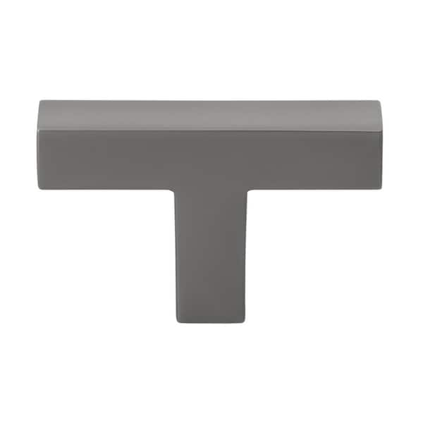 GLIDERITE 2 in. Graphite Finish Solid Square Cabinet Knob (10-Pack)