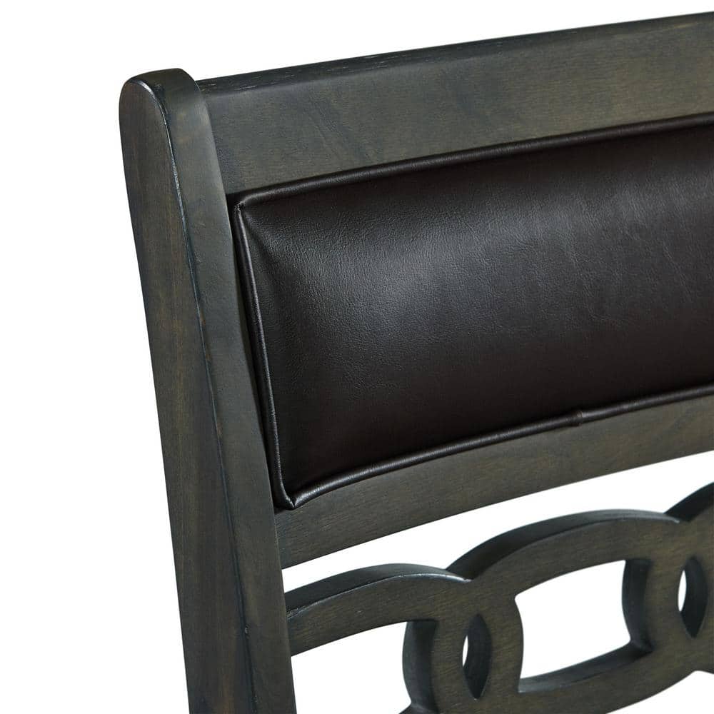 Taylor 40'' Dark Gray Faux Leather Link-Back Counter Chair Set