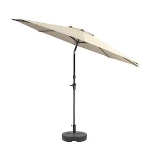 10 ft. Aluminum Wind Resistant Market Tilting Patio Umbrella and Base in Warm White