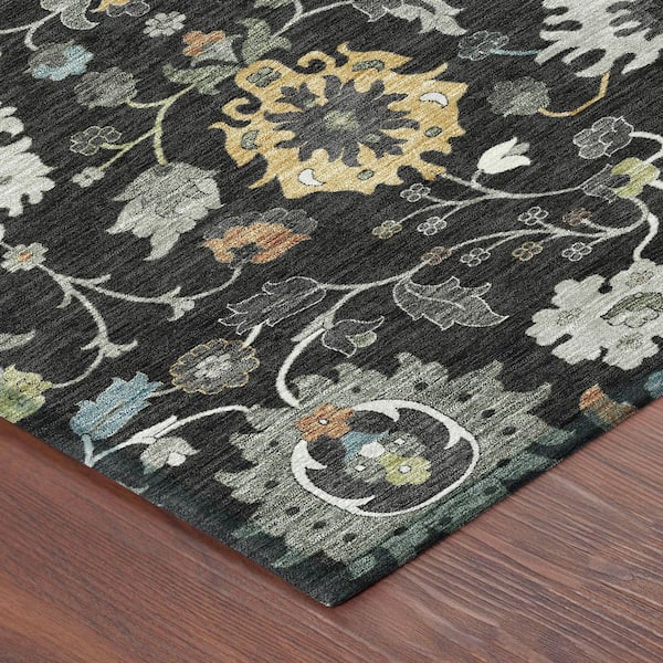 Chantille Machine Washable Indoor/Outdoor Abstract ACN2458 Black 2 ft. x 3 ft. Accent Rug