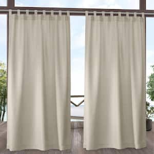 Biscayne Sand Solid Light Filtering Hook-and-Loop Tab Indoor/Outdoor Curtain, 54 in. W x 84 in. L (Set of 2)