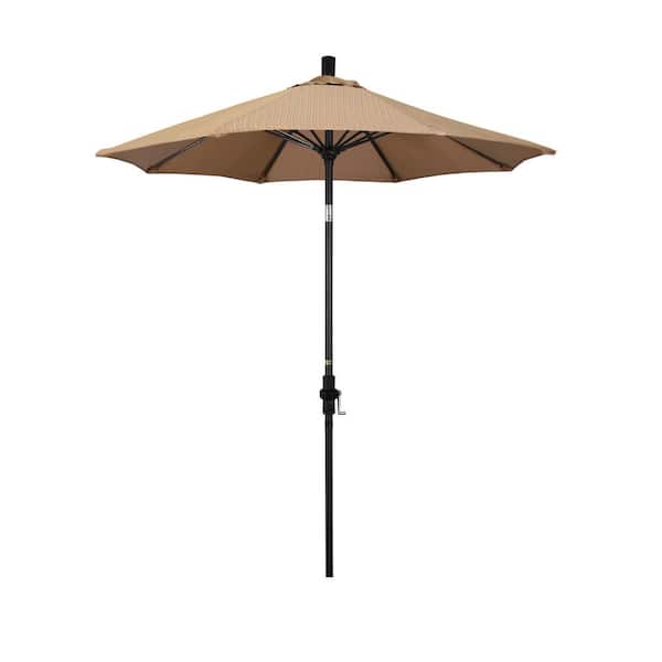 California Umbrella 7.5 ft. Matted Black Aluminum Market Patio Umbrella Fiberglass Ribs and Collar Tilt in Terrace Sequoia Olefin