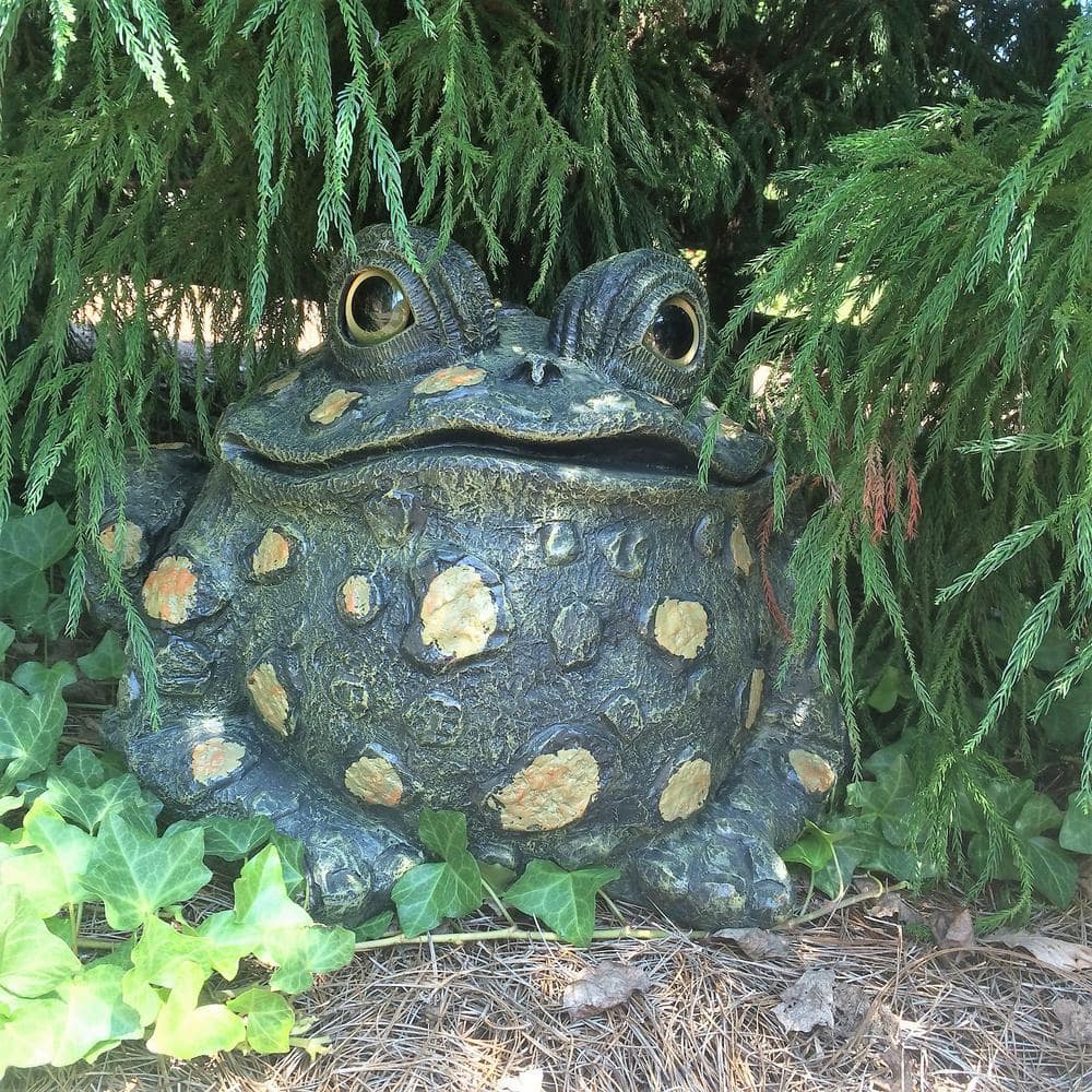 Large Dark Natural Resin Toad Garden Statue