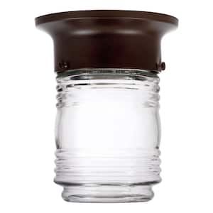 Jelly Jar 4.9 in. 1-Light Antique Black Ceiling Semi-Flush Mount