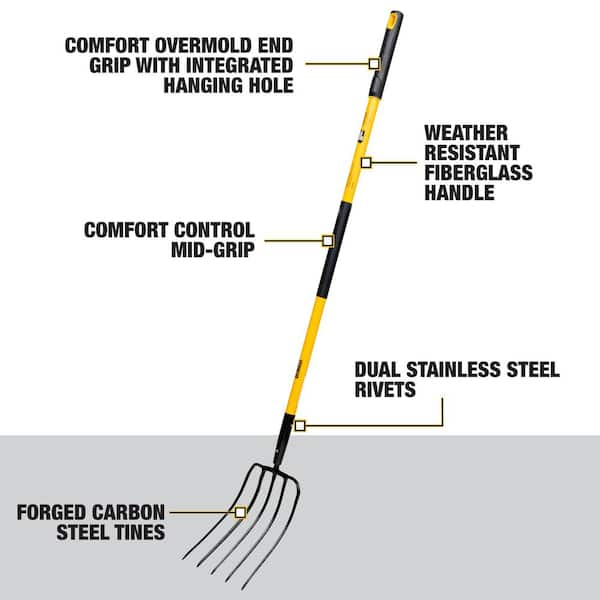 DEWALT 52 in. Fiberglass Handle 5-Tine Garden Fork DXLHA2615 - The Home  Depot