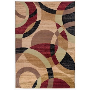 Modern Abstract Circles Multi 5 ft. 3 in. x 7 ft. 3 in. Indoor Area Rug