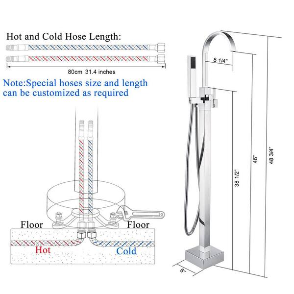 Classical Single-Handle Freestanding Tub Faucet with Hand Shower in Chrome