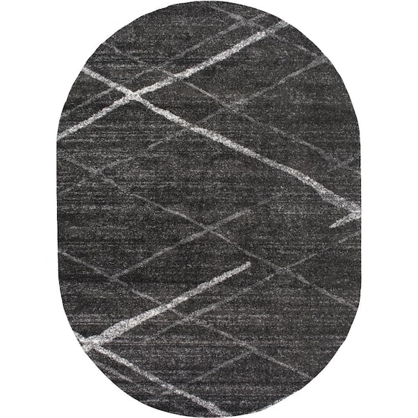nuLOOM Thigpen Contemporary Stripes Dark Gray 5 ft. x 8 ft. Oval Rug