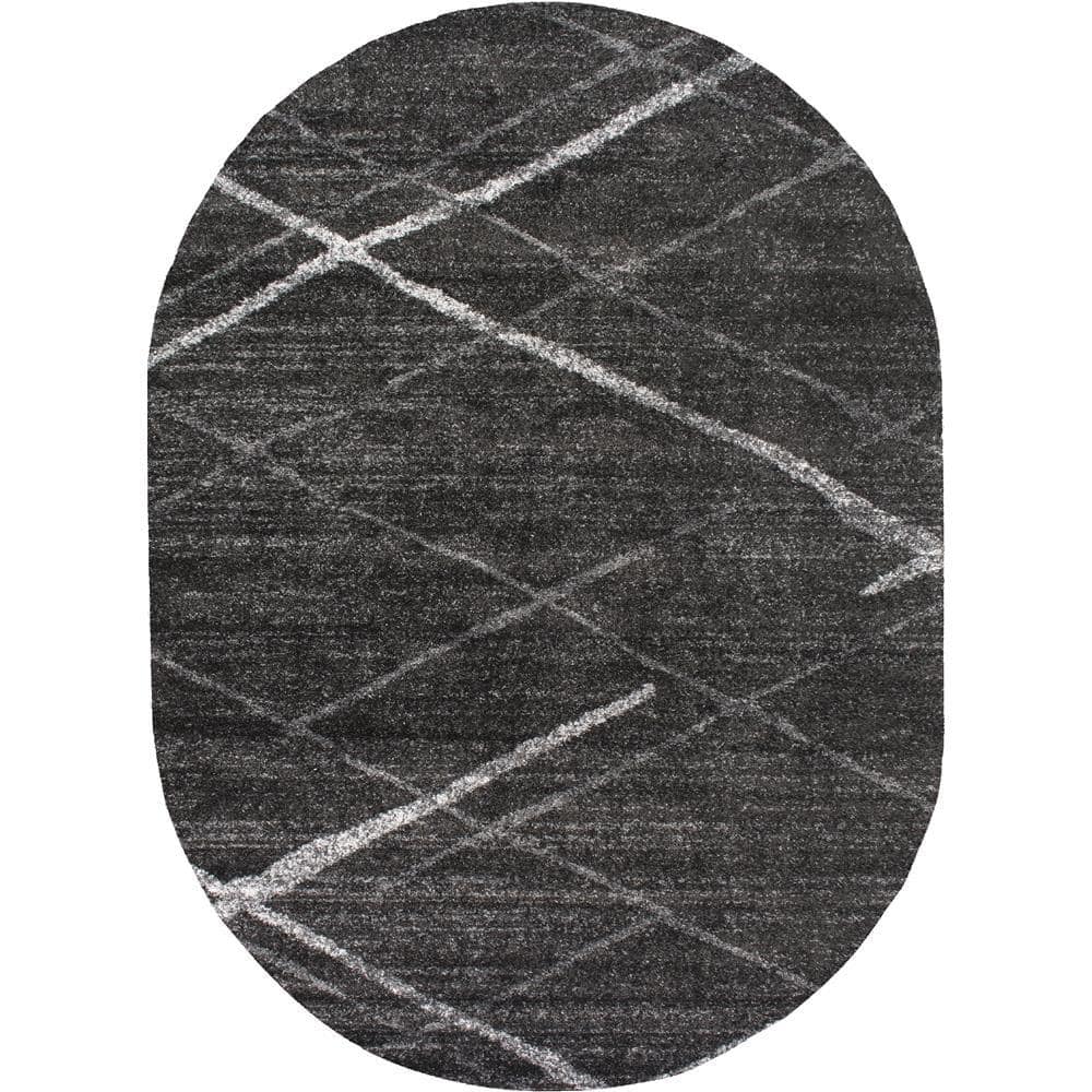 Thigpen Contemporary Stripes Dark Gray 8 ft. x 10 ft. Oval Rug price history on PriceWatchPro