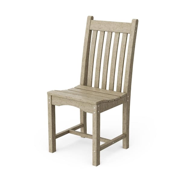 Classic Weathered Wood HDPE Plastic Outdoor Dining Side Chair
