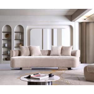Verandah 112.2 in. Armless Chenille Upholstered Rectangle XL Sofa in. Beige