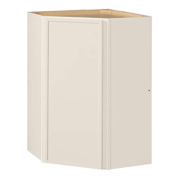 Leyton 24 in. W x 24 in. D x 36 in. H Ready to Assemble Plywood Slim Shaker Diagonal Corner Cabinet in Antique White