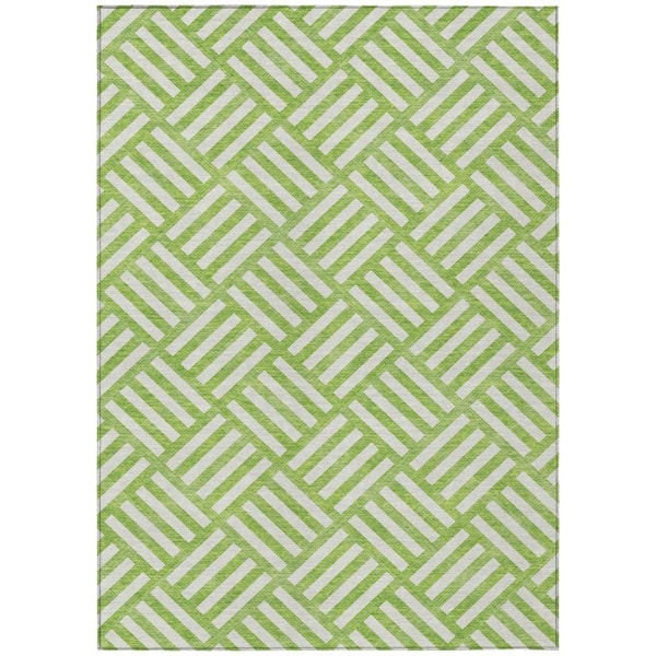 HomeRoots Lime Green, Ivory 3 ft. x 5 ft. Woven Geometric Polyester Rectangle Indoor/Outdoor Area Rug