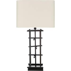 Pierrepont 30 in. Black Indoor Table Lamp with Off-White Square Shaped Shade