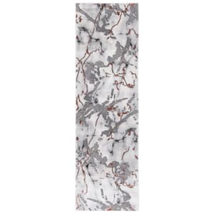 Craft Gray/Red 2 ft. x 8 ft. Running Abstract Runner Rug