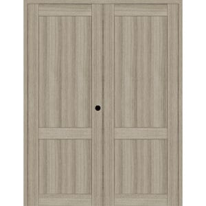 2-Panel Shaker 64 in. x 96 in. Left Active Shamburg Wood Composite Solid Core Double Prehung Interior Door