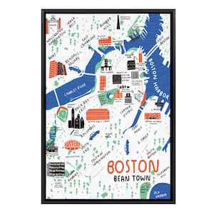 Sylvie "Boston Illustration" by Stacie Bloomfield of Gingiber Framed Canvas Culture Wall Art 33 in. x 23 in.