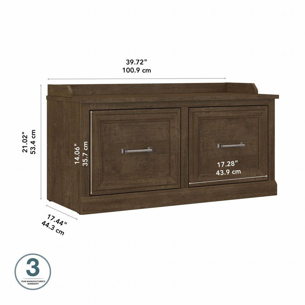 Ash Brown Engineered Wood Entryway Shoe Storage Bench with Doors