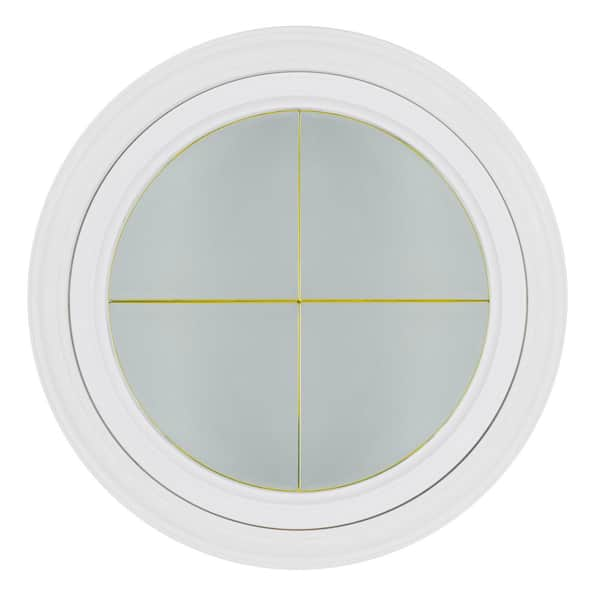 TAFCO WINDOWS 24.5 in. x 24.5 in. Triple-Pane Round Picture Vinyl ...