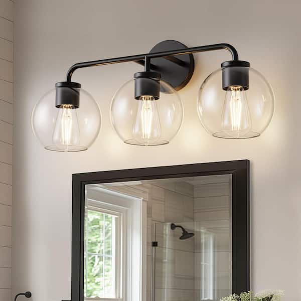 6 in. Height 3-Pack Clear Globe Glass 1 in. Fitter Width Vanity Pendant Flush Mount Light Shade
