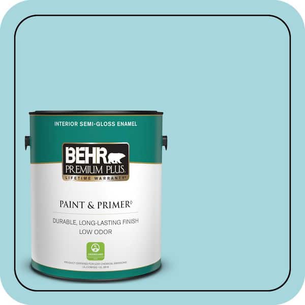 BEHR PREMIUM PLUS 1 gal. #520C-3 Rapture Blue Semi-Gloss Enamel Low Odor Interior Paint & Primer