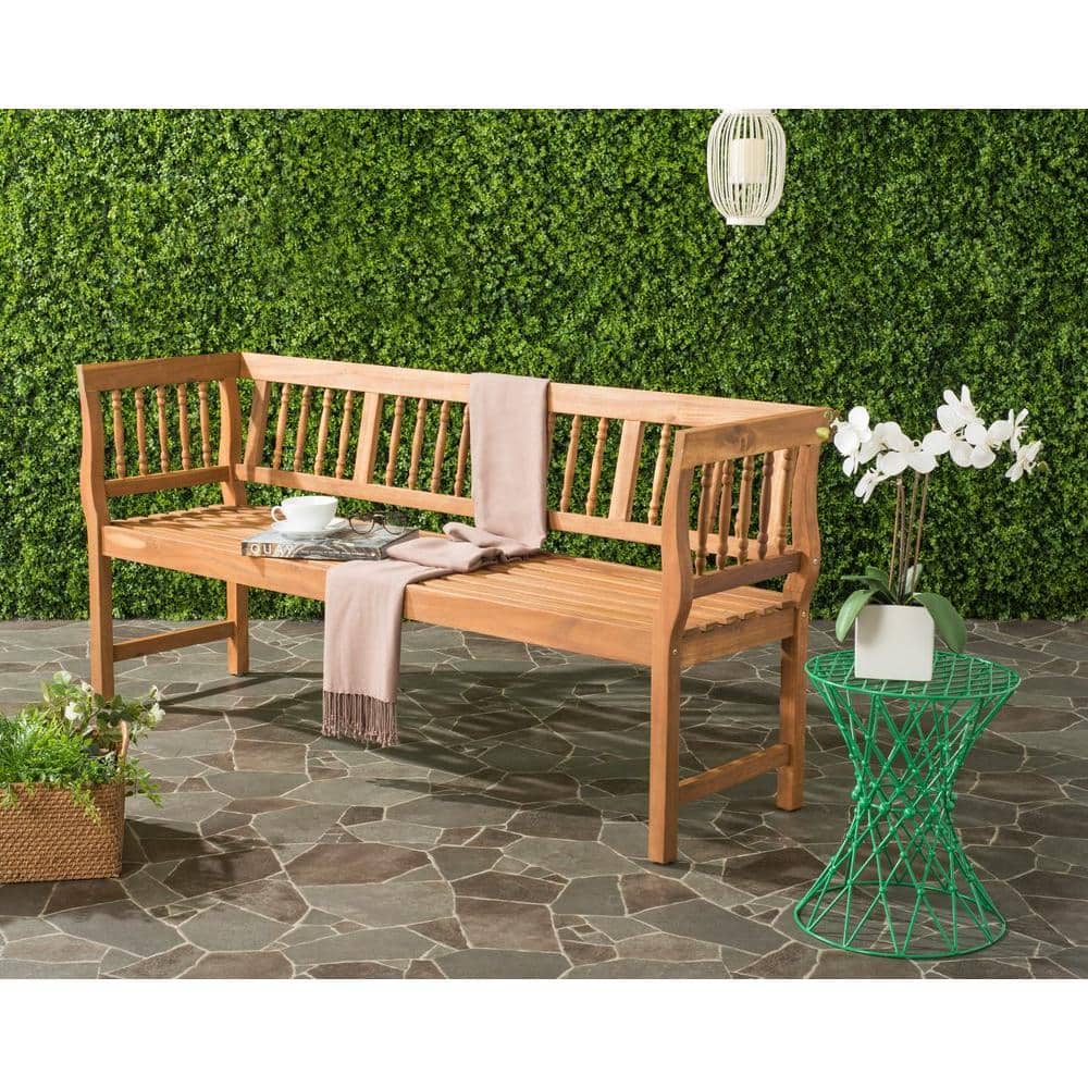 SAFAVIEH Brentwood 68.1 in. 3-Person Teak Brown Acacia Wood