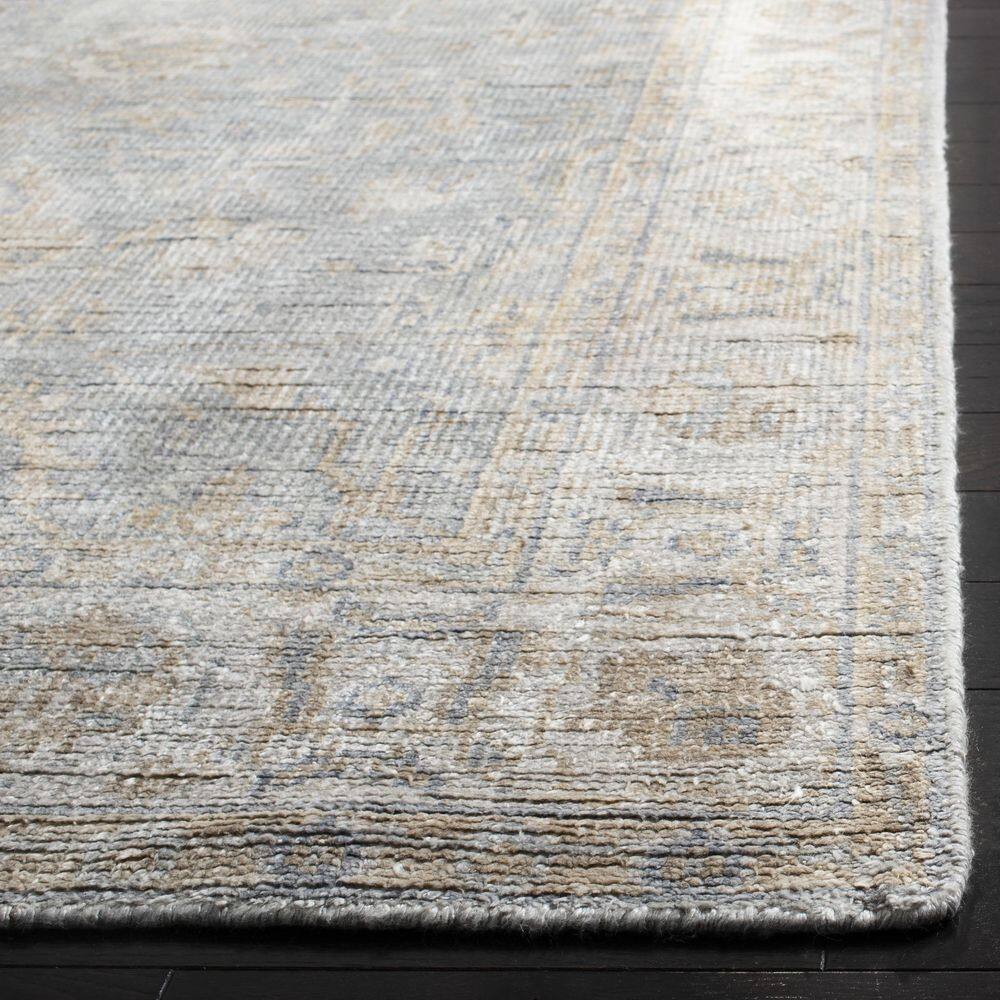 Elysian Light Blue Hand-Knotted Wool & Viscose 5'x8' Area Rug