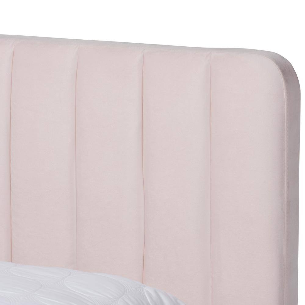 Luxurious Nami King-Sized Velvet Upholstered Bed with Gold Metal Legs