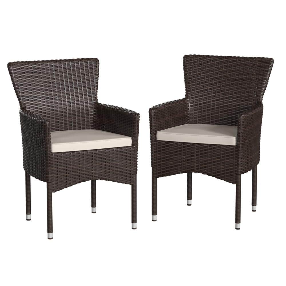 Brown Wicker/Rattan Outdoor Lounge Chair in White Set of 2 price history on PriceWatchPro