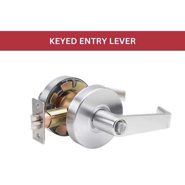 Eiffel Standard Duty Brushed Chrome Grade 2 Commercial Cylindrical Entry Door Handle with Lock and Clutch Function