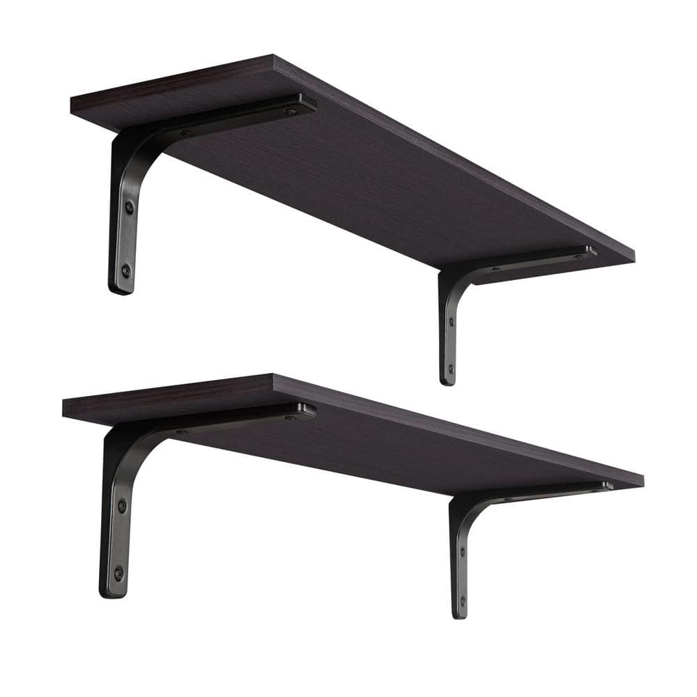 31.5 in. W x 8.3 in. D Espresso Decorative Wall Shelf Set of 2