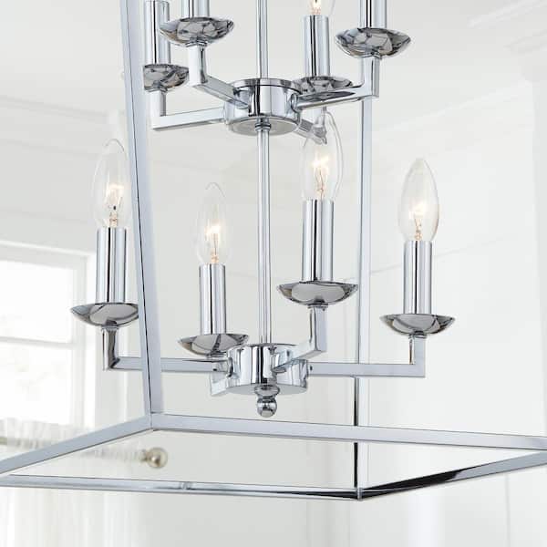 Home Decorators Collection Weyburn 8 Light Polished Chrome Caged Farmhouse Chandelier For Dining Room Cp 86201 - Home Decorators Collection 3 Light Mini Chandelier