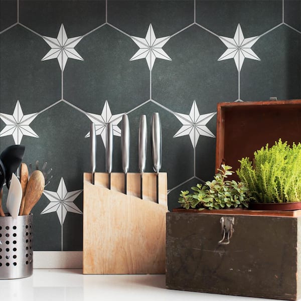 Stella Hex Night 8-5/8 in. x 9-7/8 in. Porcelain Floor and Wall Tile (11.5 sq. ft./Case)