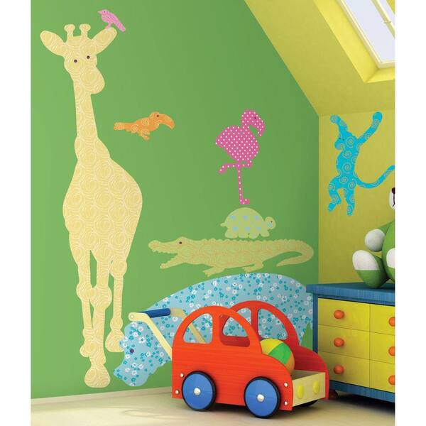 Unbranded 27 in. x 40 in. Animal Silhouettes (Colors) 24-Piece Peel and Stick Giant Wall Decals