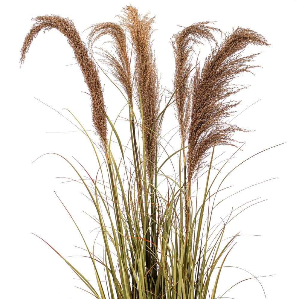 55" Green and Natural PVC Grass in Metal Pot