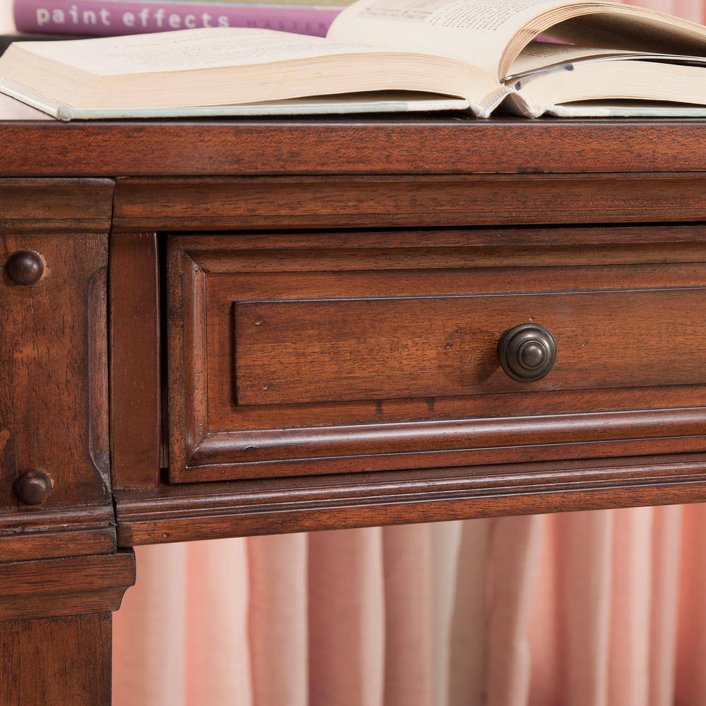 Cinnamon Cherry 54" Wood Writing Desk with USB Port