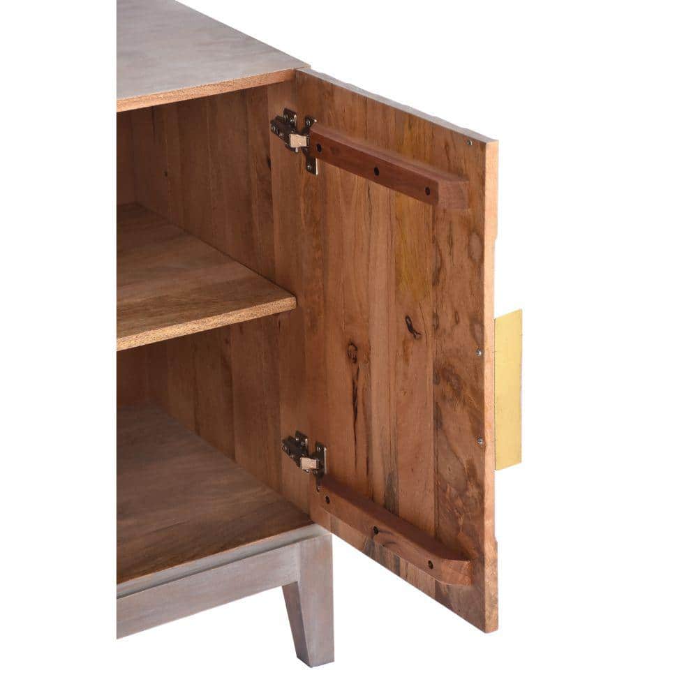 Abiel 55 Inch Gray Mango Wood Sideboard with Diamond Carving