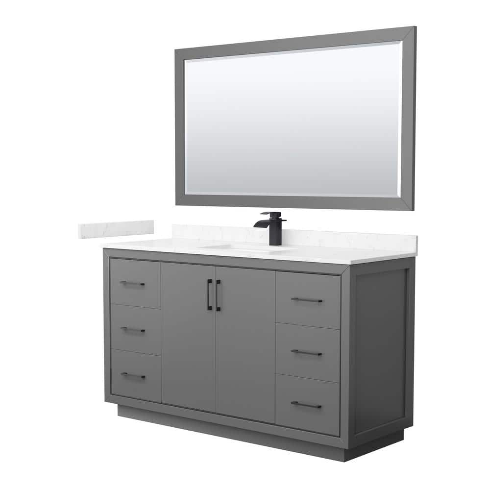 Icon 60 in. W x 22 in. D x 35 in. H Single Bath Vanity in Dark Gray with Carrara Cultured Marble Top and 58 in. Mirror price history on PriceWatchPro