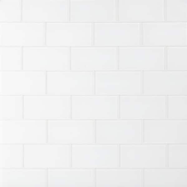 Ivy Hill Tile Contempo Bright White 3 in. x 6 in. Frosted Glass Subway Wall Tile (32 pieces 4 sq.ft./Box)