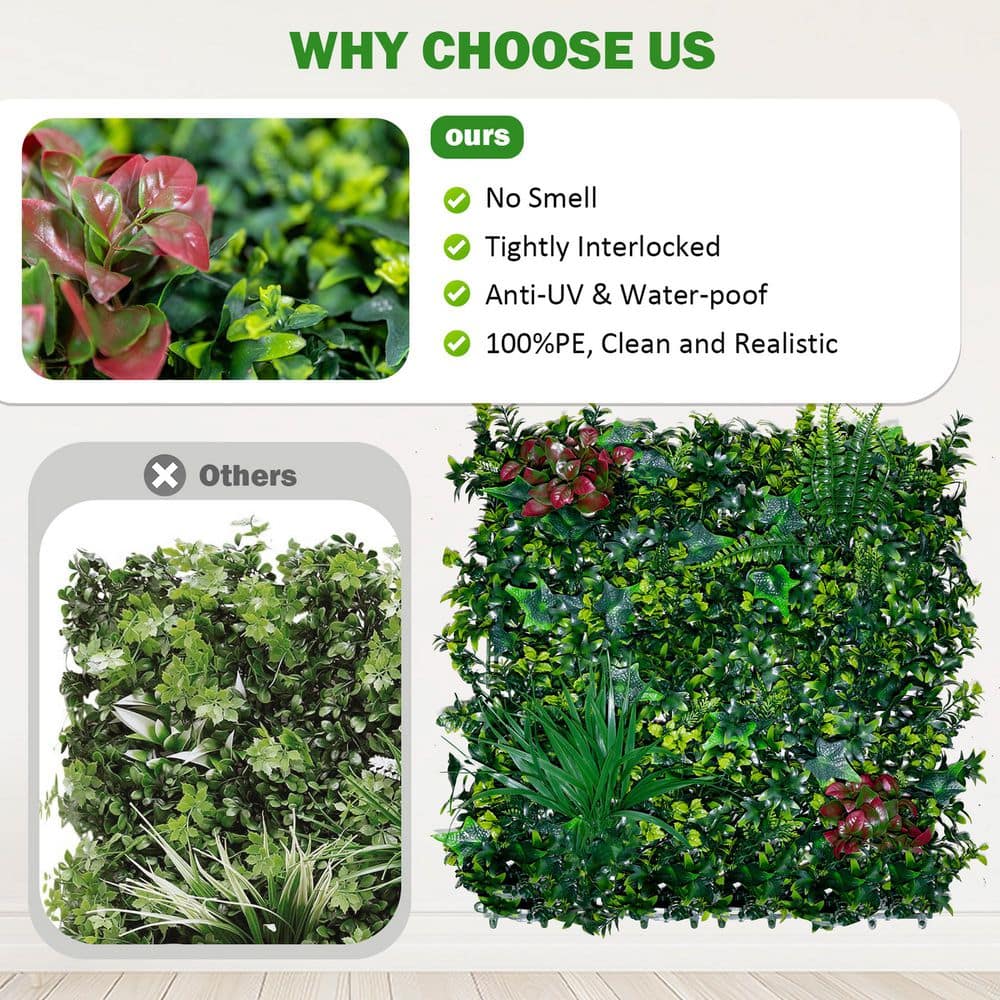20 in. W x 20 in. H Plastic Grass Backdrop Wall,Garden Fence