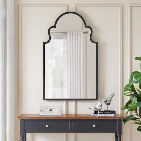 Home Decorators Collection Medium Traditional Arched Black Framed Mirror (26 in. W x 42 in. H)