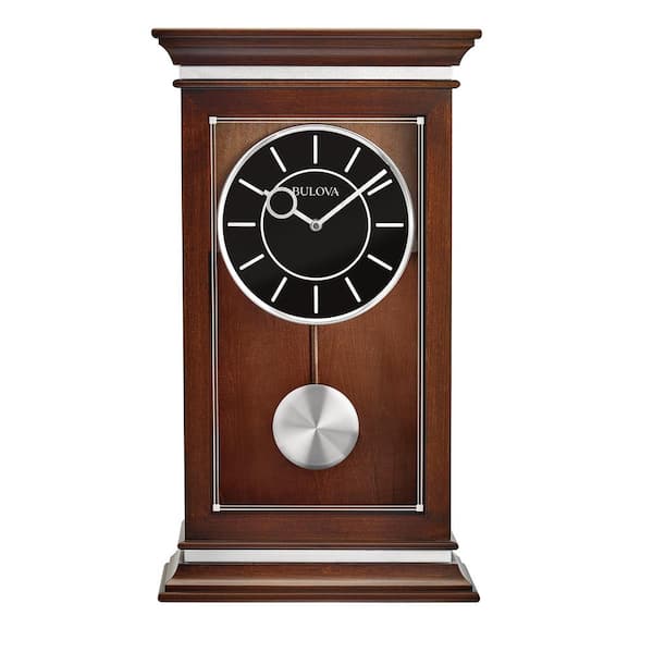 Bulova 20 in. H x 11.5 in. W Pendulum table clock with chime in an espresso finish