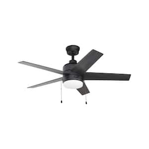 Madison 44 in. Indoor Matte Black Ceiling Fan with LED Bulbs Included