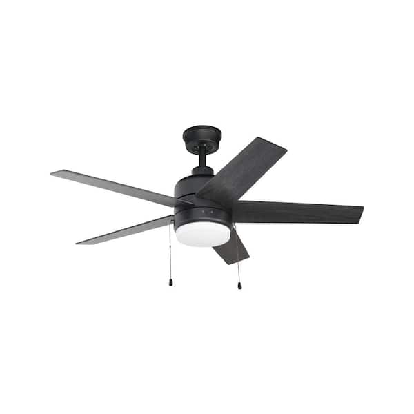 Madison 44 in. Indoor Matte Black Ceiling Fan with LED Bulbs Included
