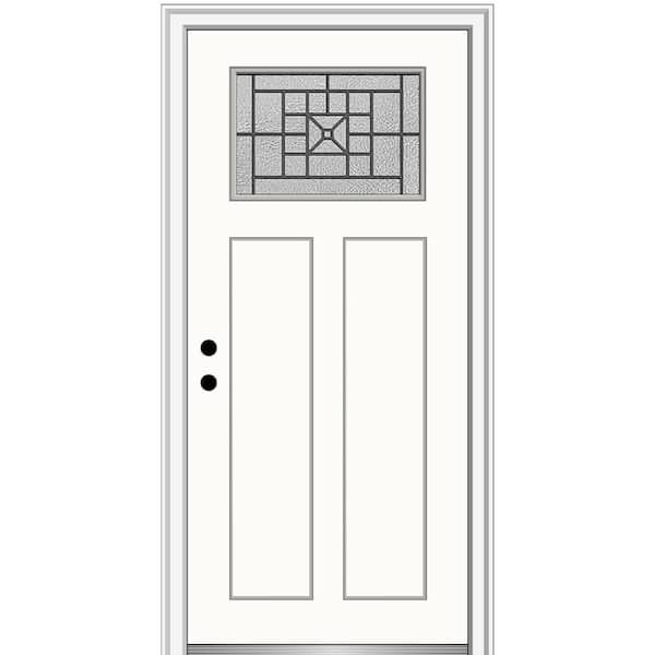 MMI Door 32 in. x 80 in. Courtyard Right-Hand 1-Lite Decorative Craftsman Painted Fiberglass Prehung Front Door, 6-9/16 in. Frame