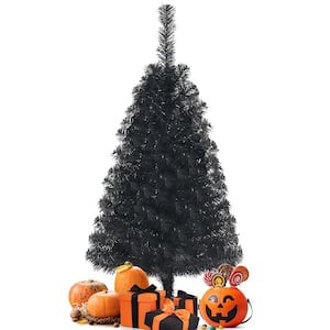 3 ft. Unlit Artificial Christmas Tree Halloween Mini Black with Plastic Stand