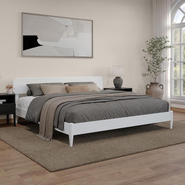 AFI Florence White Solid Wood Frame King Low Profile Platform Bed