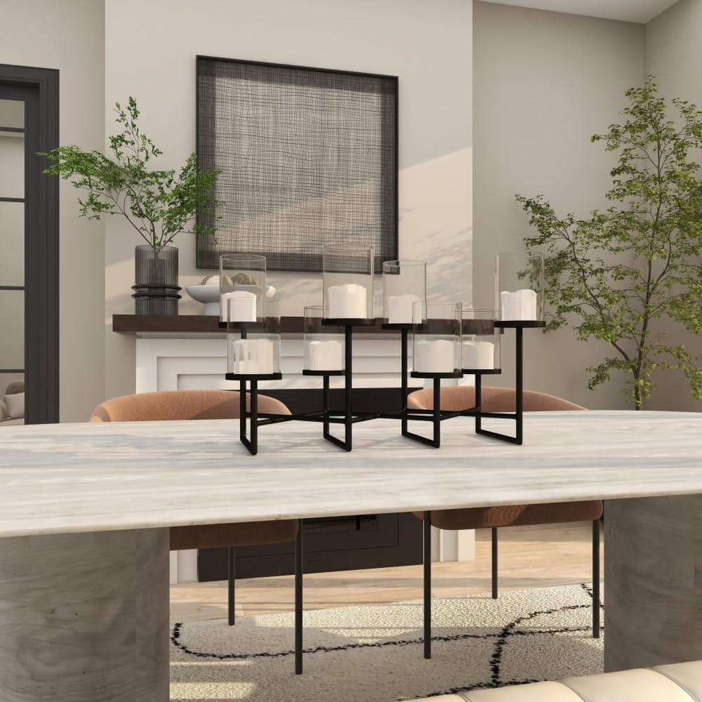 Black Metal 8-Holder Modern Candelabra