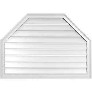 42 in. x 30 in. Octagonal Top Surface Mount PVC Gable Vent: Functional with Brickmould Frame
