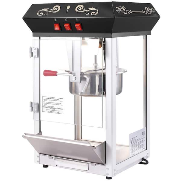 SKYSHALO Popcorn Maker, 850 W Popcorn Popper Machine, 8 oz. Kettle Makes 48-Cups per Batch, Countertop Popcorn Machine, Black